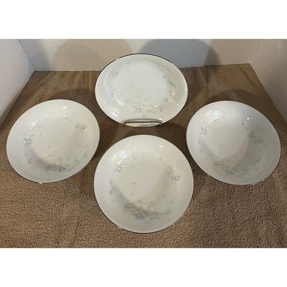 (4) Noritake 3132 Cache Pot Fruit Bowl Pale Pastel Florals Platinum Trim RARE - Picture 2 of 5